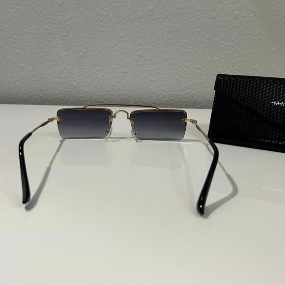 Manière De Voir Black Rectangle Sunglasses with Gold Accents - Picture 6 of 12